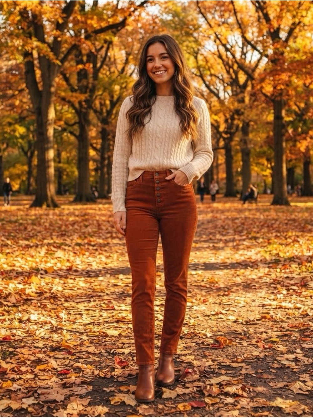 Old Navy High-Rise Rust Brown Corduroy Jeans